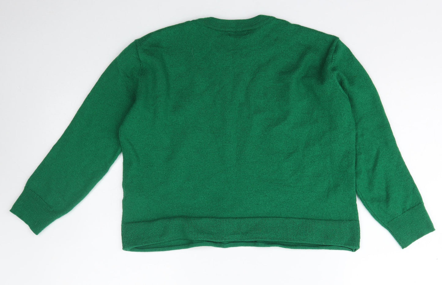 Cath Kidston Girls Green Crew Neck Animal Print Wool Pullover Jumper Size M   - Frogs