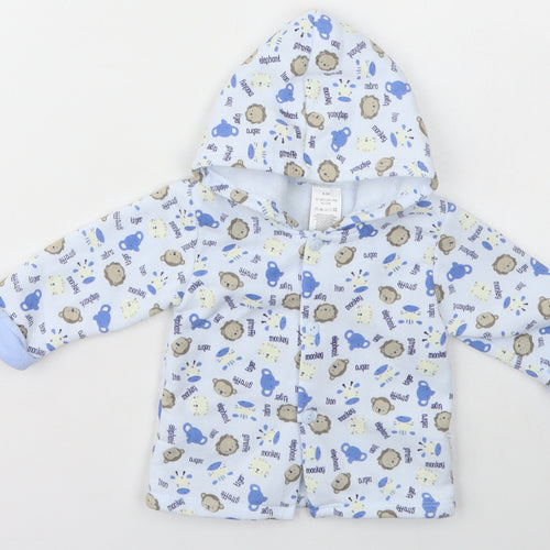 Aardvark Baby Blue Animal Print Polyester Robe  Size 0-3 Months