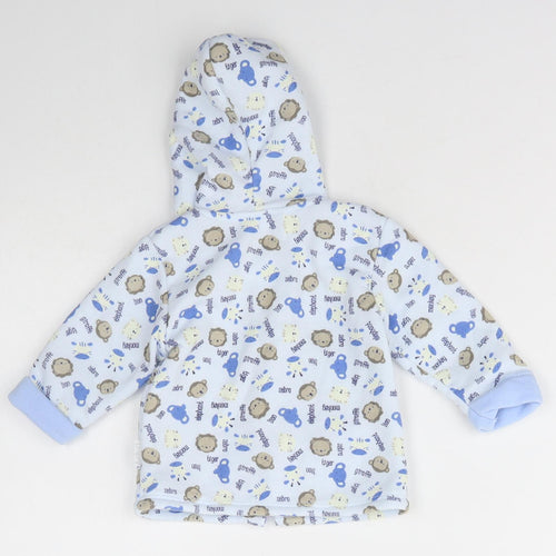 Aardvark Baby Blue Animal Print Polyester Robe  Size 0-3 Months