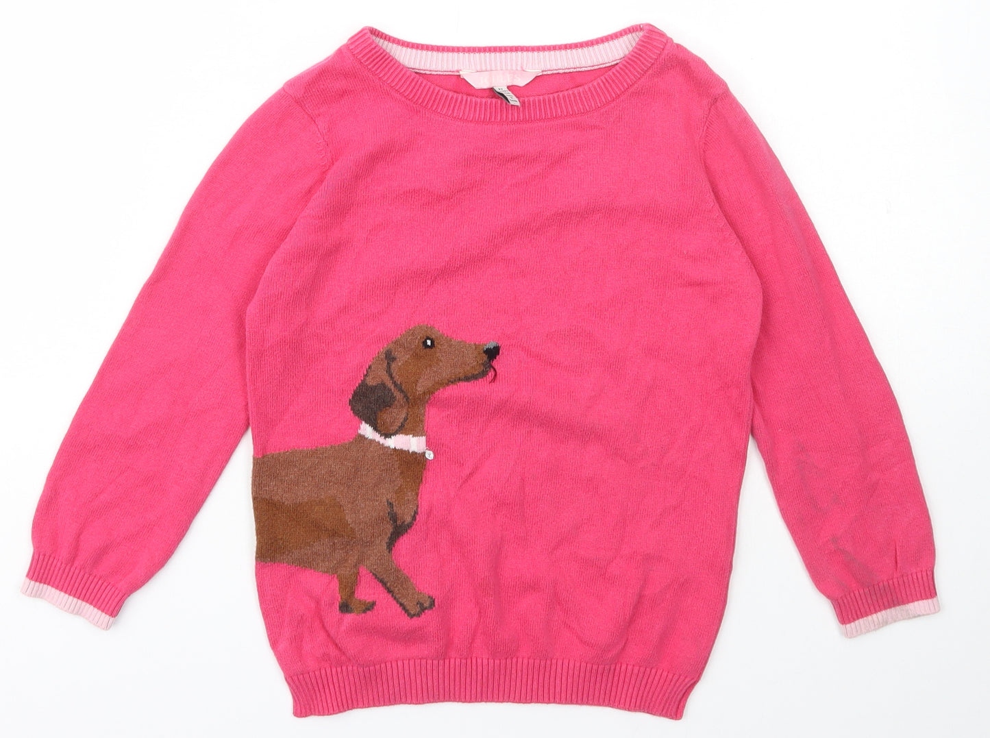 Joules Womens Pink Crew Neck  Cotton Pullover Jumper Size 6