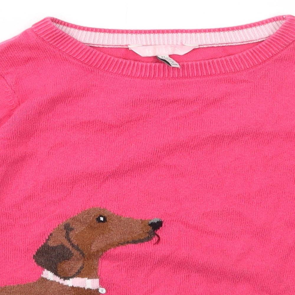 Joules Womens Pink Crew Neck  Cotton Pullover Jumper Size 6