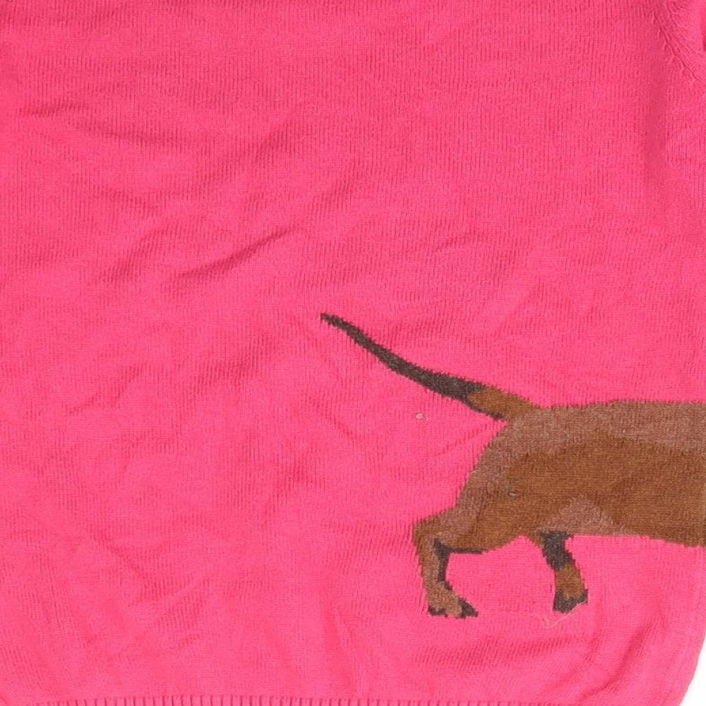 Joules Womens Pink Crew Neck  Cotton Pullover Jumper Size 6