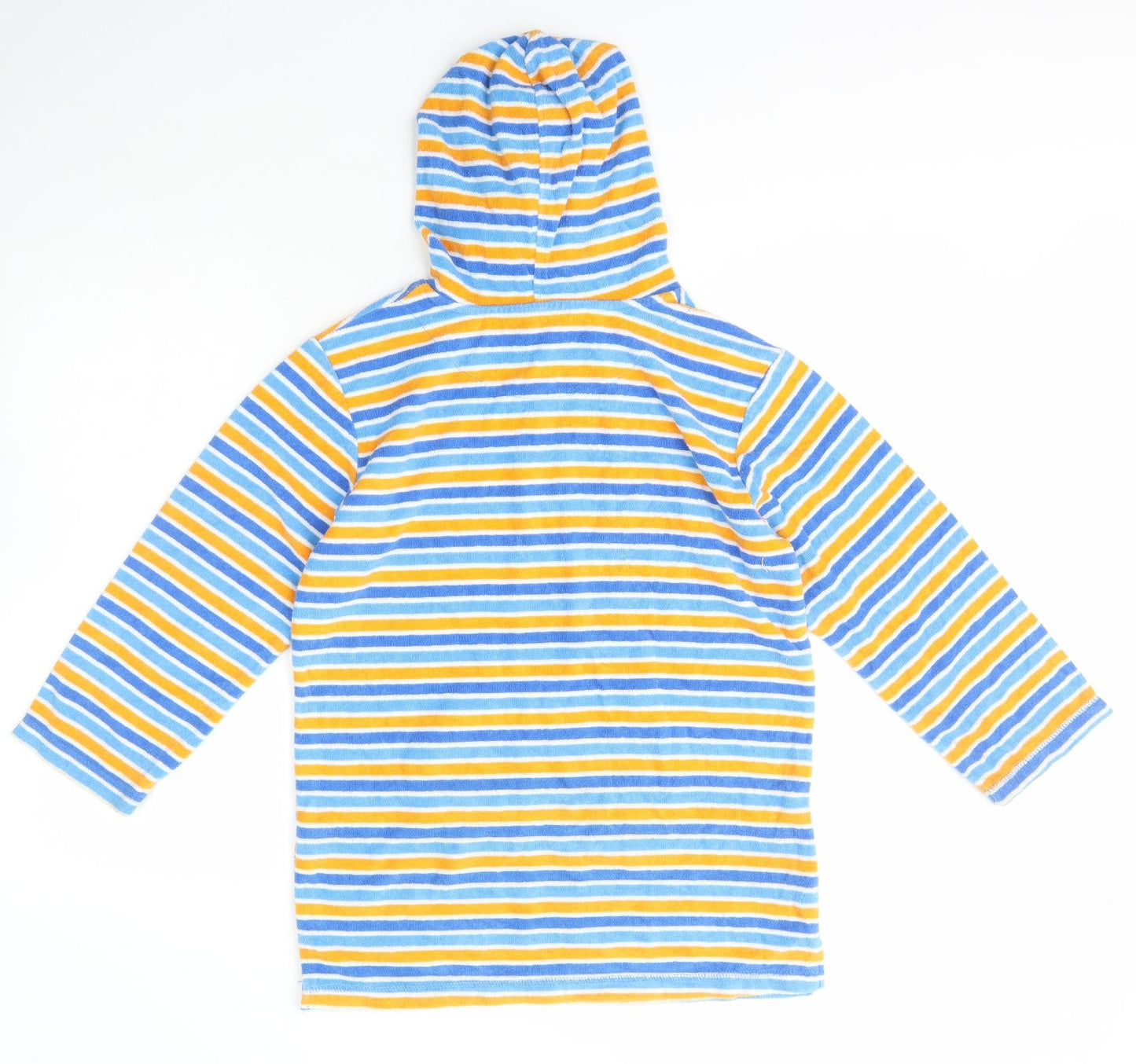 John Lewis Boys Blue Striped Cotton Pullover Hoodie Size 10 Years