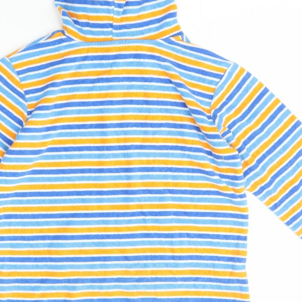 John Lewis Boys Blue Striped Cotton Pullover Hoodie Size 10 Years