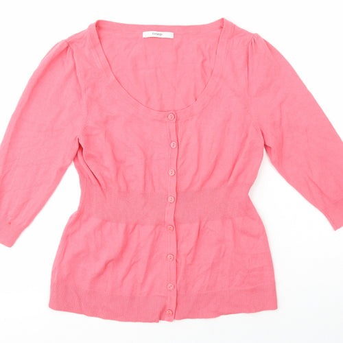 George Womens Pink Scoop Neck  Cotton Cardigan Jumper Size 8