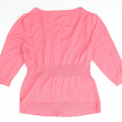 George Womens Pink Scoop Neck  Cotton Cardigan Jumper Size 8