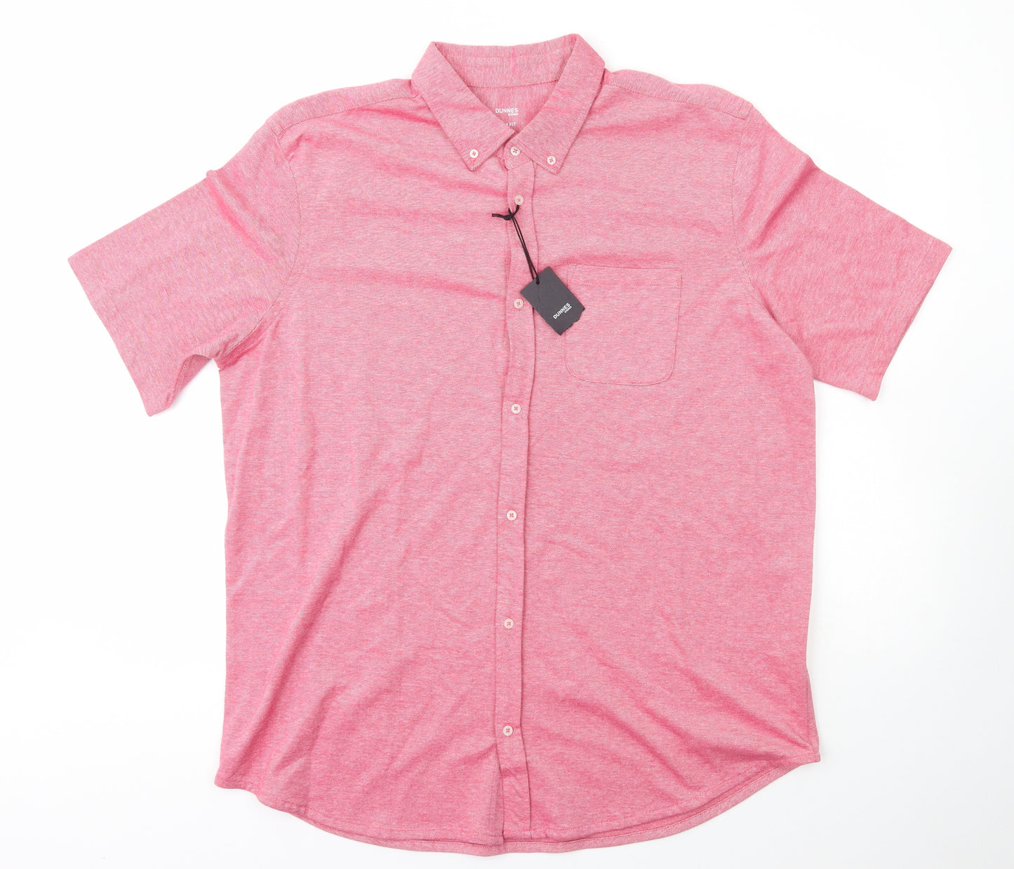 Dunnes Stores Mens Pink  Cotton  Button-Up Size XL Collared Button