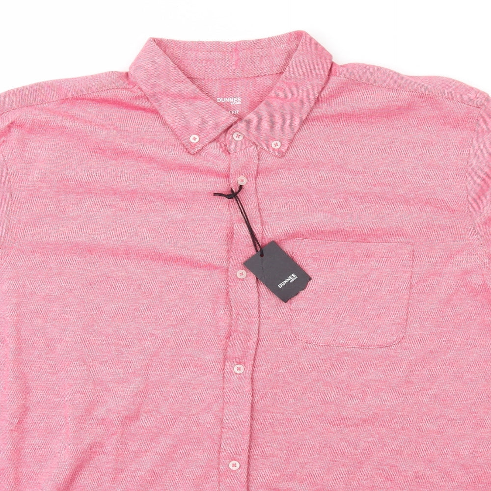 Dunnes Stores Mens Pink  Cotton  Button-Up Size XL Collared Button
