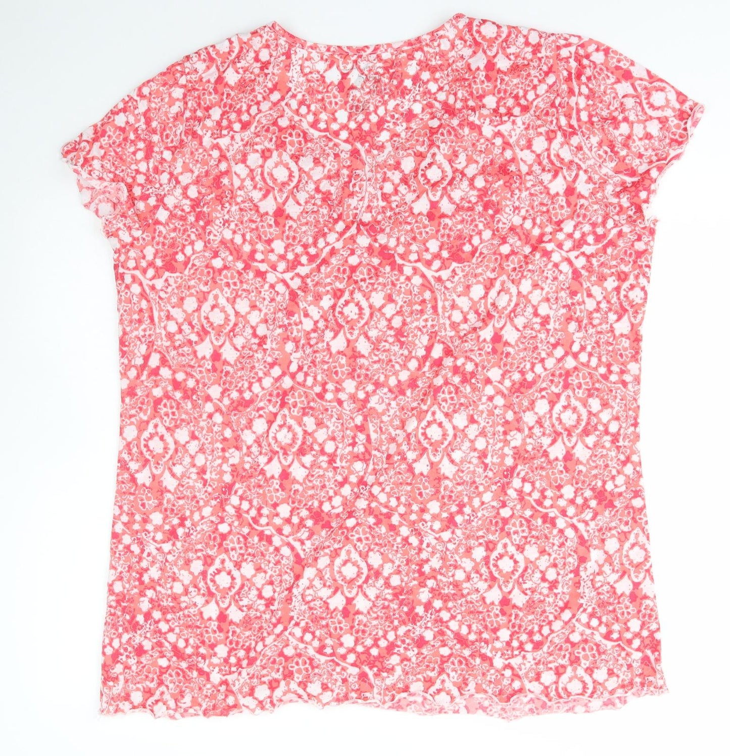 Just My Size Womens Pink Floral Polyester Basic T-Shirt Size 2XL V-Neck