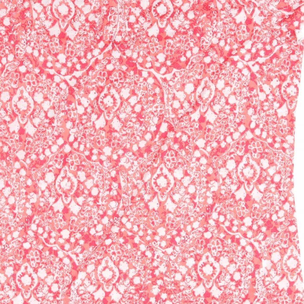 Just My Size Womens Pink Floral Polyester Basic T-Shirt Size 2XL V-Neck
