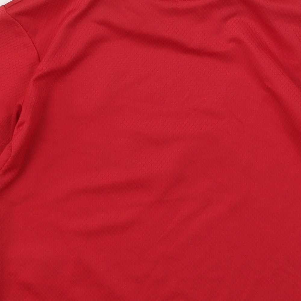 adidas Boys Red  Polyacrylate Fibre Basic T-Shirt Size 4-5 Years Round Neck  - Manchester United