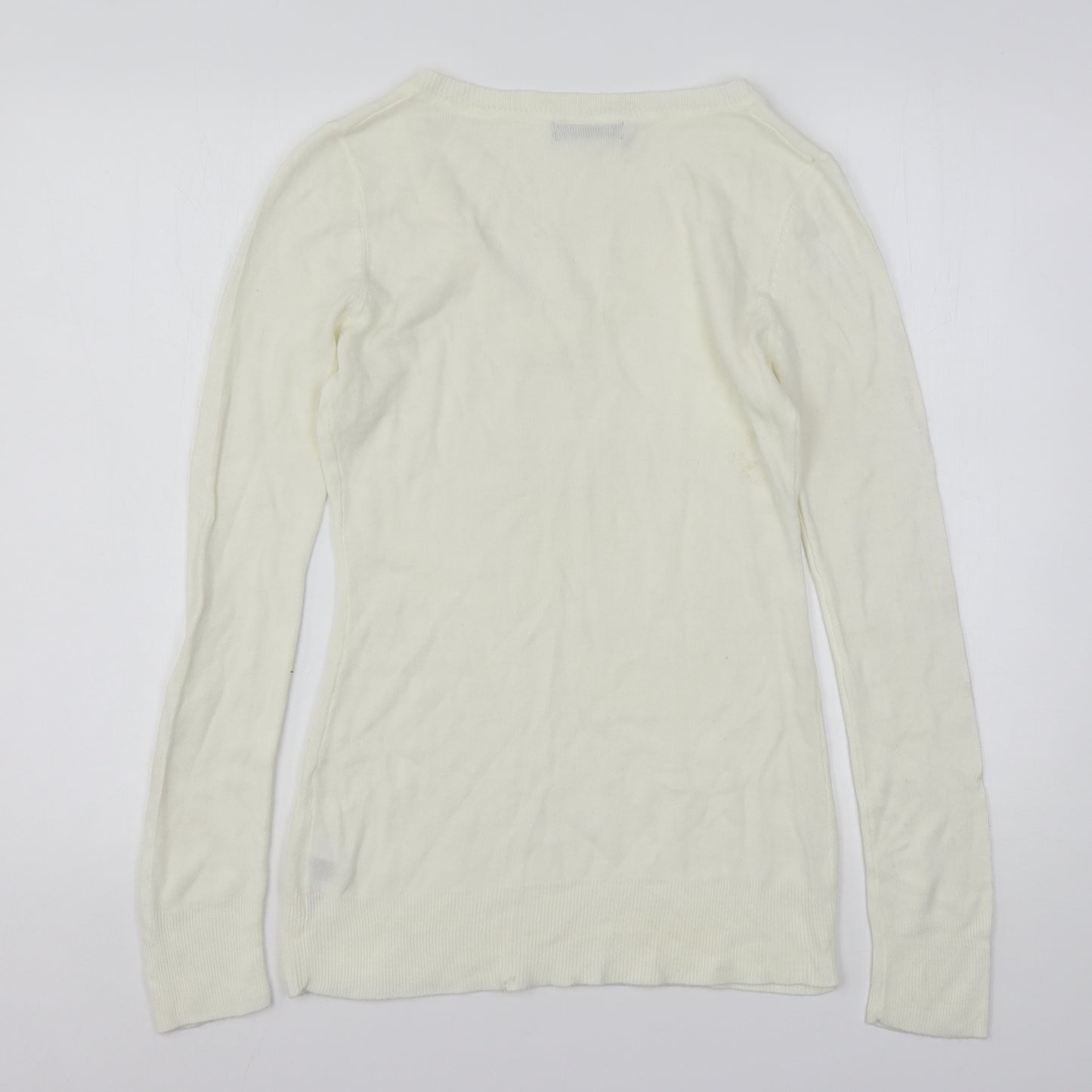 Dunnes Stores Womens Ivory V-Neck  Acrylic Pullover Jumper Size 14