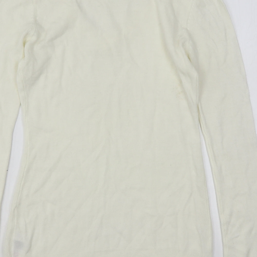 Dunnes Stores Womens Ivory V-Neck  Acrylic Pullover Jumper Size 14