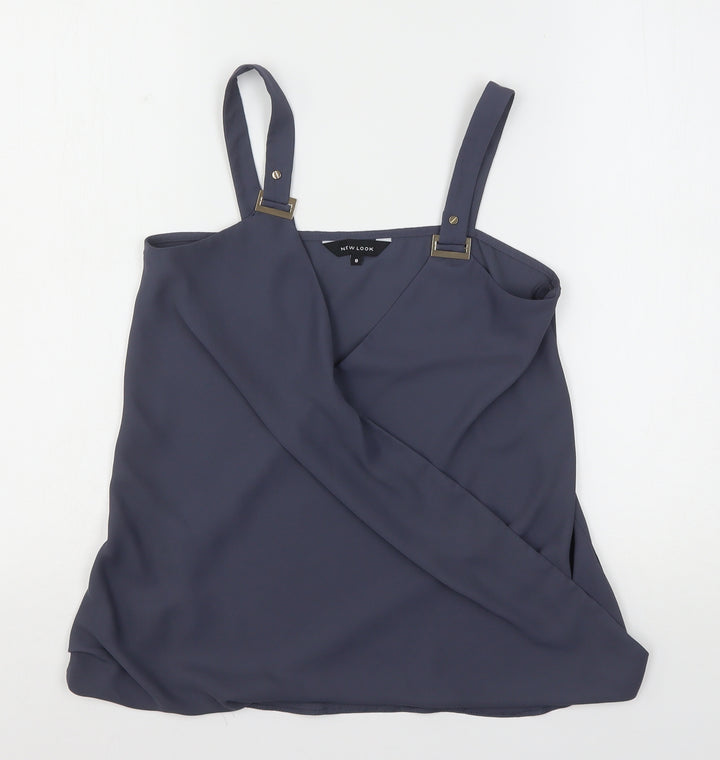 New Look Womens Grey  Polyester Camisole Blouse Size 8 V-Neck