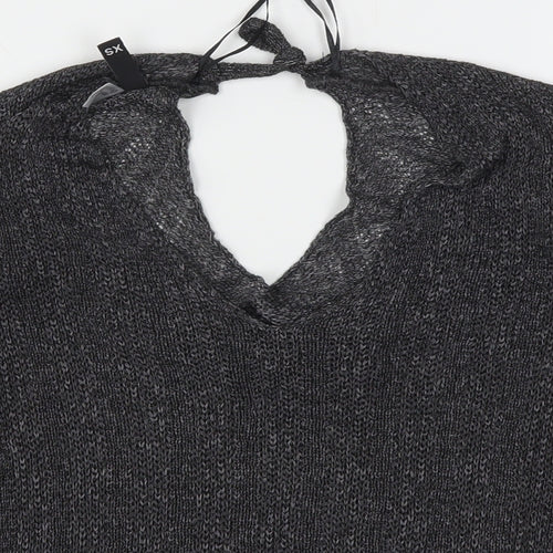 H&M Womens Grey V-Neck  Acrylic Pullover Jumper Size XS