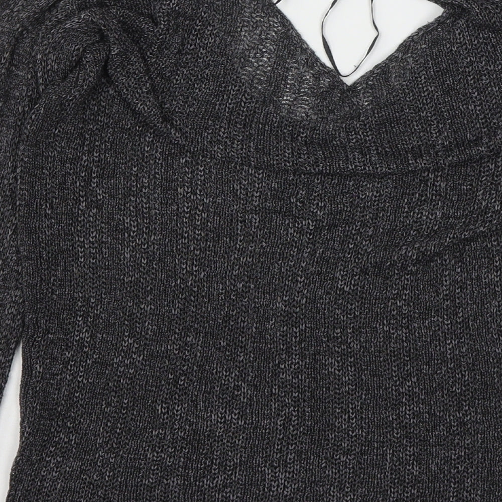 H&M Womens Grey V-Neck  Acrylic Pullover Jumper Size XS