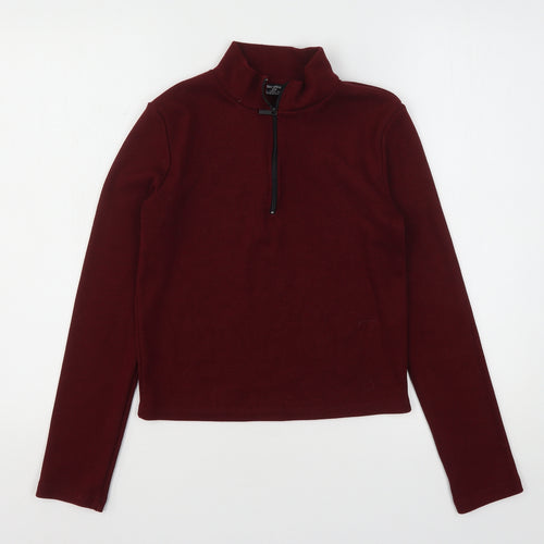 Bershka Womens Red  Polyester Pullover Sweatshirt Size L