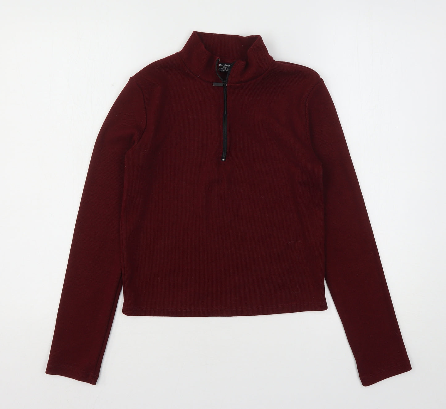 Bershka Womens Red  Polyester Pullover Sweatshirt Size L