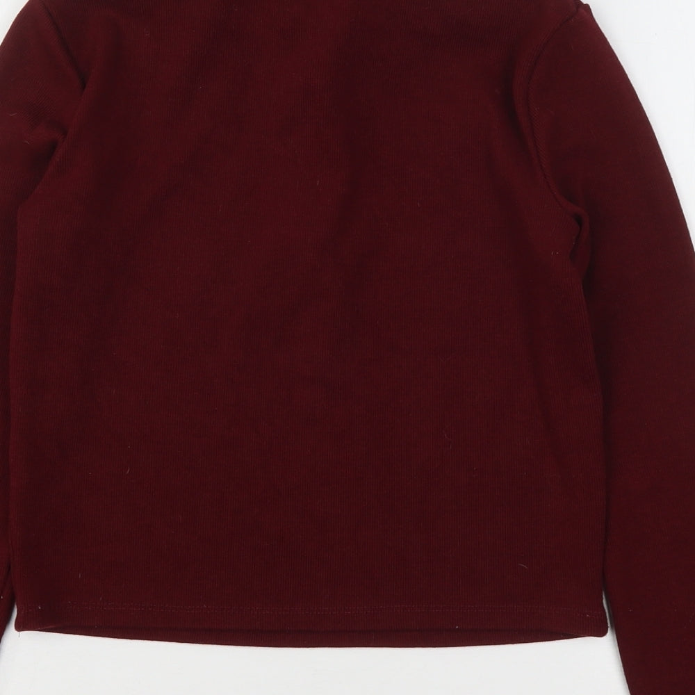 Bershka Womens Red  Polyester Pullover Sweatshirt Size L