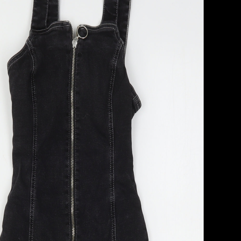 Topshop Womens Black  Cotton Mini  Size 6  Square Neck