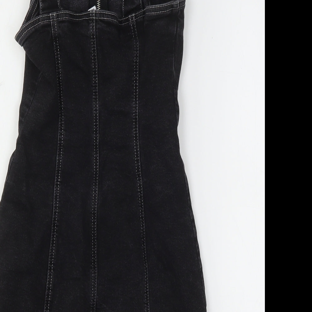 Topshop Womens Black  Cotton Mini  Size 6  Square Neck
