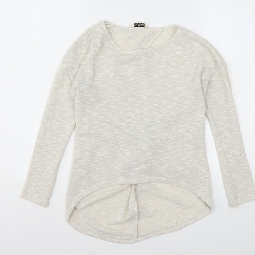 Miss Selfridge Womens Beige Round Neck  Polyester Pullover Jumper Size 4