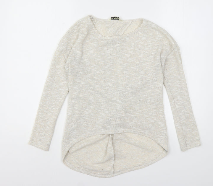 Miss Selfridge Womens Beige Round Neck  Polyester Pullover Jumper Size 4