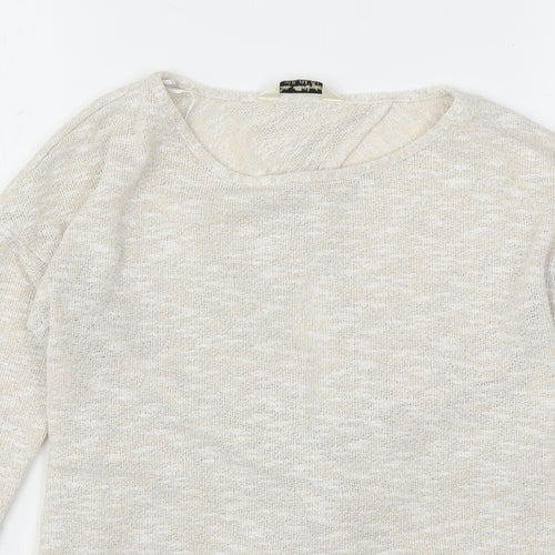 Miss Selfridge Womens Beige Round Neck  Polyester Pullover Jumper Size 4