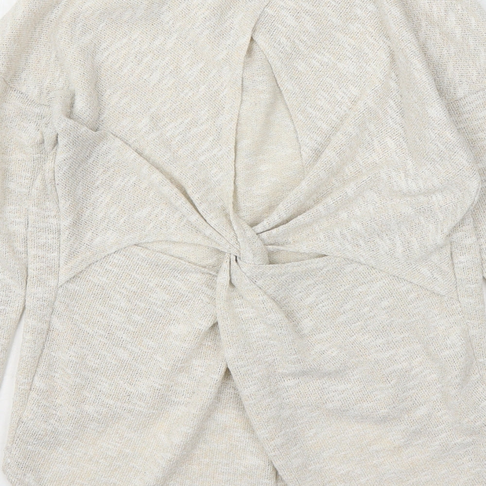 Miss Selfridge Womens Beige Round Neck  Polyester Pullover Jumper Size 4
