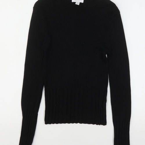 Topshop Womens Black Round Neck  Acrylic Pullover Jumper Size S