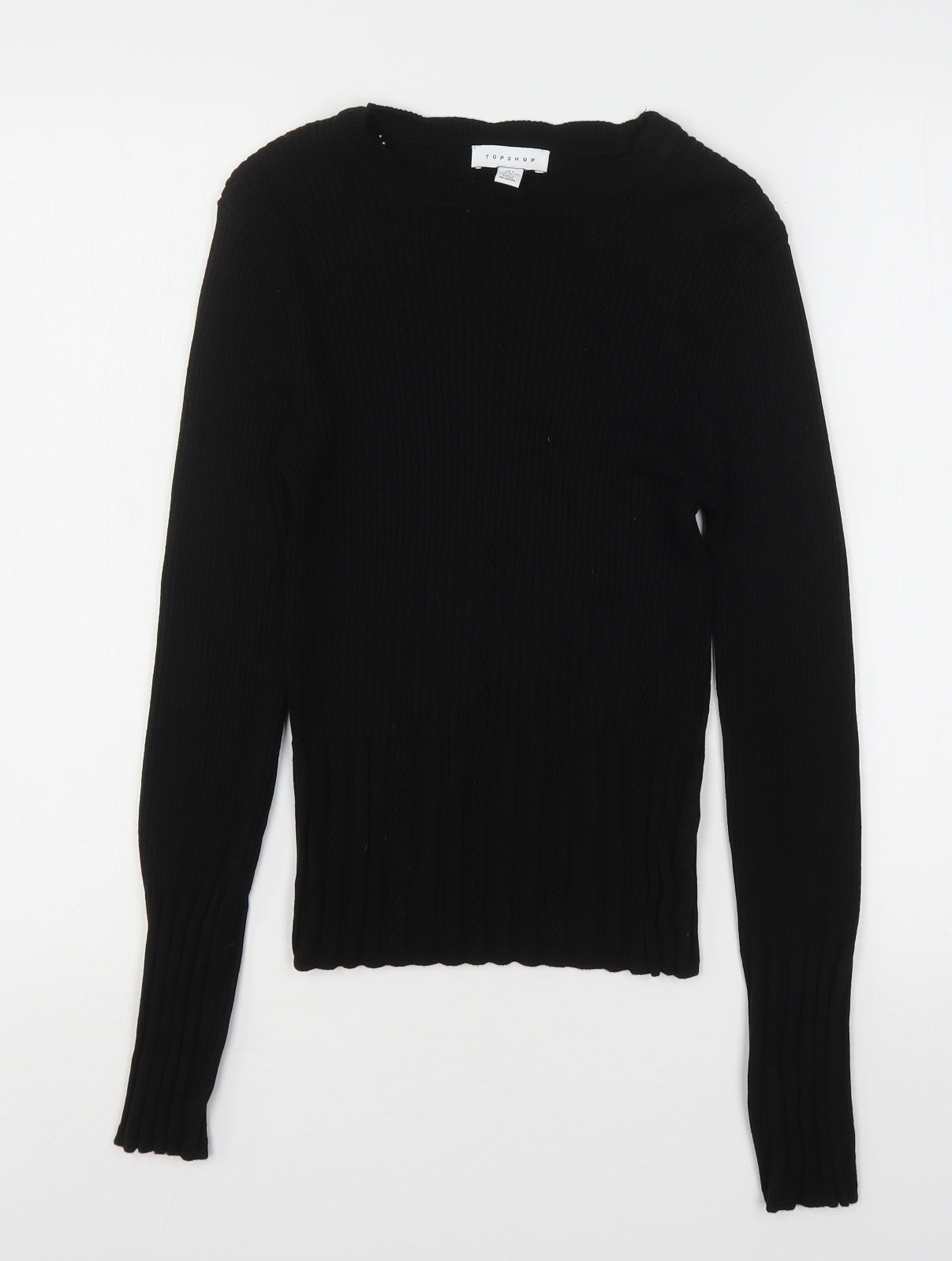 Topshop Womens Black Round Neck  Acrylic Pullover Jumper Size S