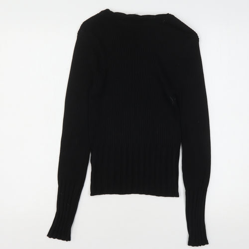Topshop Womens Black Round Neck  Acrylic Pullover Jumper Size S