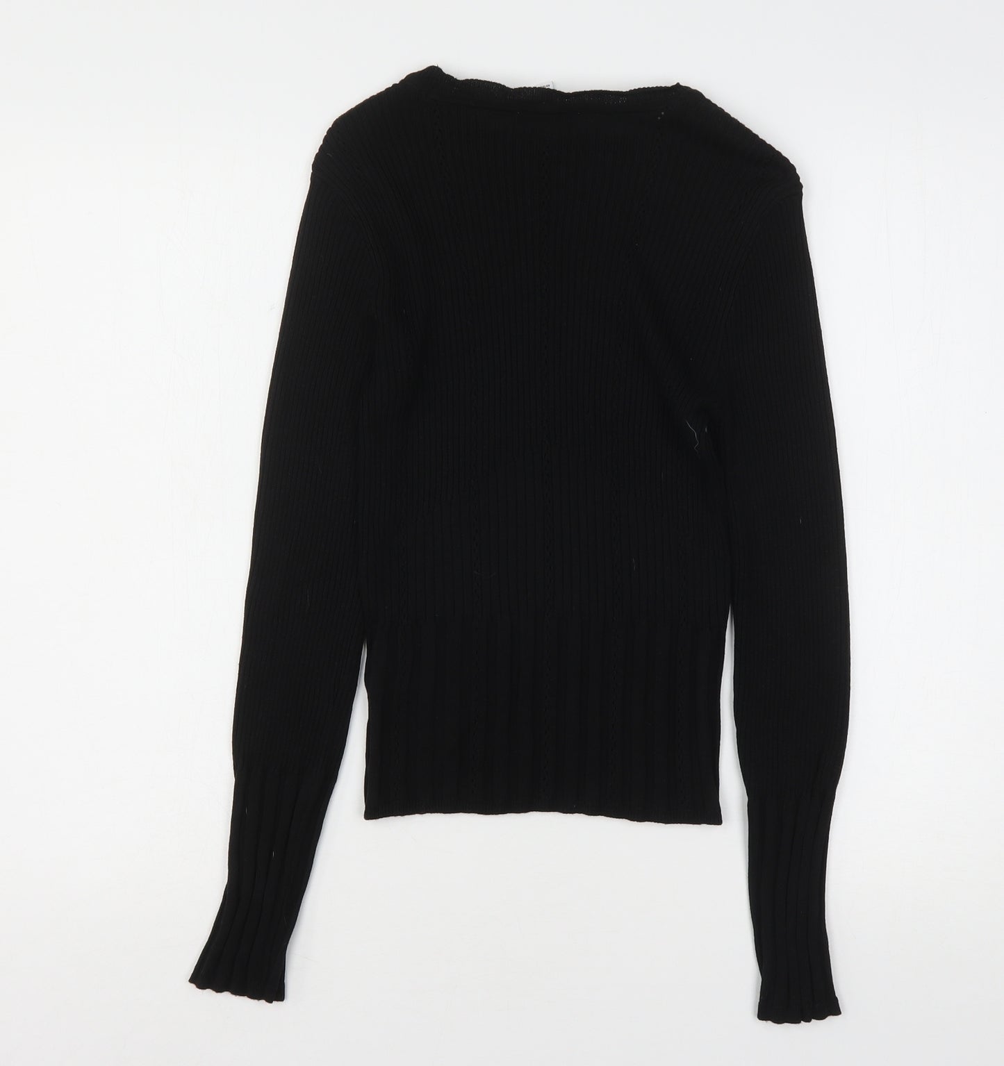 Topshop Womens Black Round Neck  Acrylic Pullover Jumper Size S