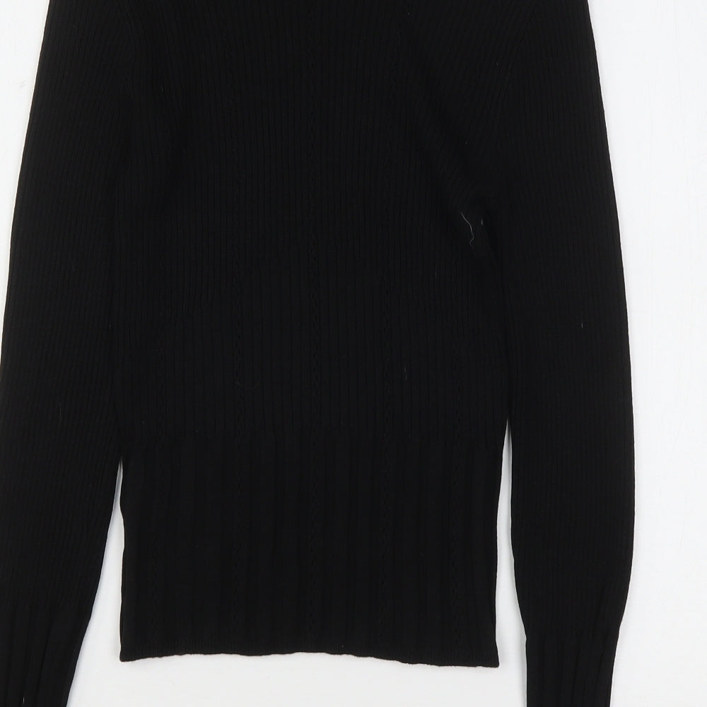 Topshop Womens Black Round Neck  Acrylic Pullover Jumper Size S