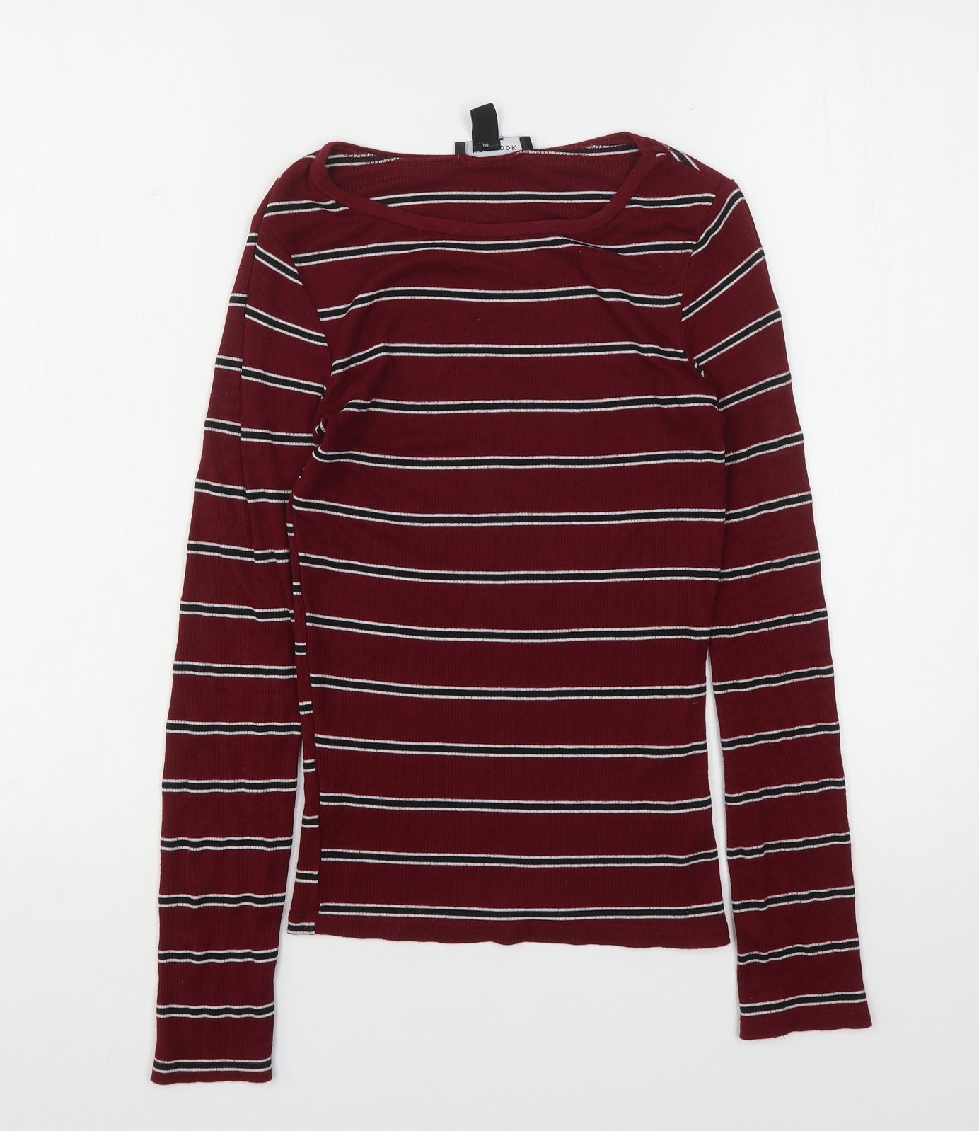 New Look Womens Multicoloured Striped Viscose Basic T-Shirt Size 6 Round Neck