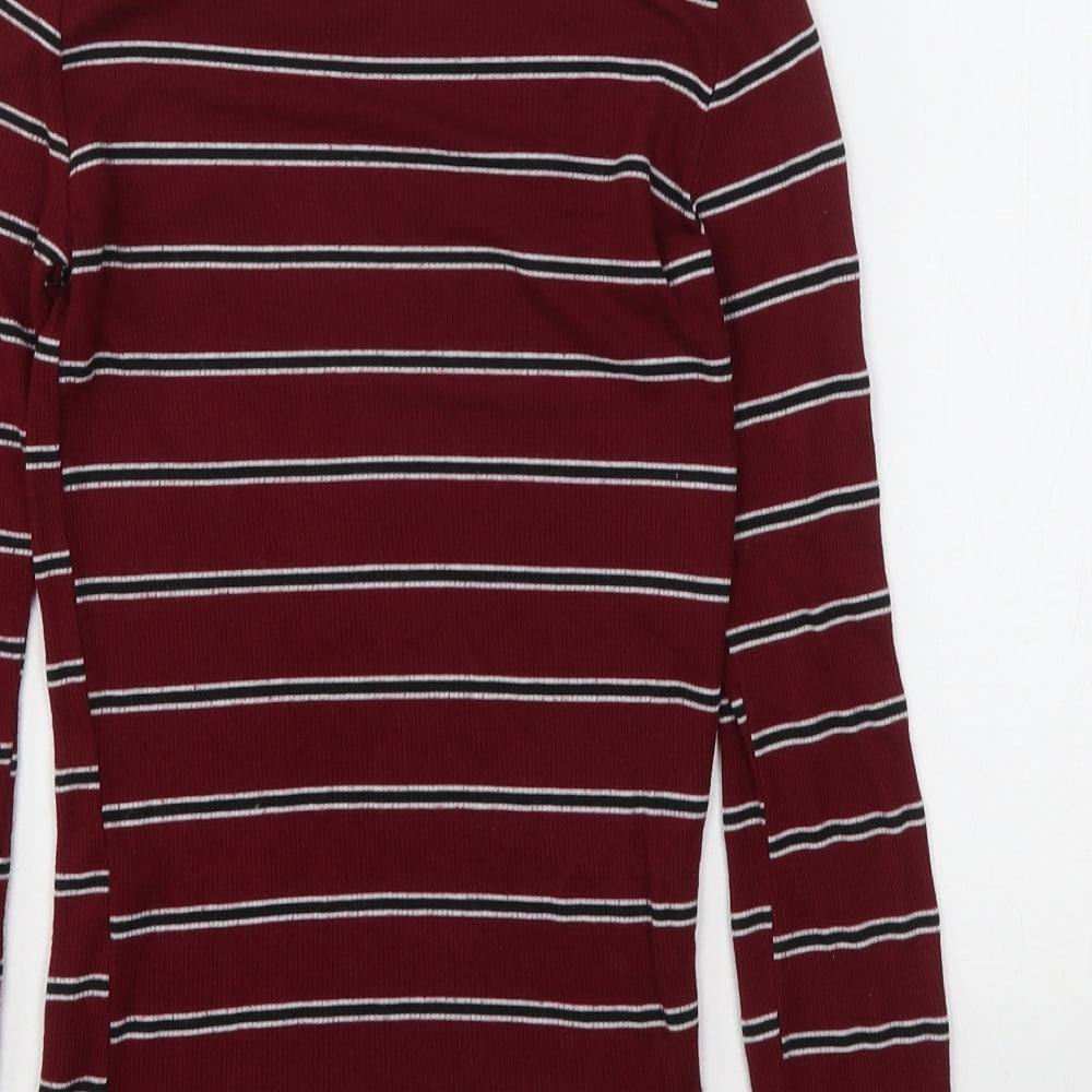 New Look Womens Multicoloured Striped Viscose Basic T-Shirt Size 6 Round Neck