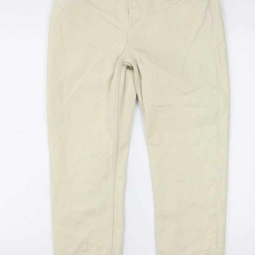 Denim & Co. Womens Beige  Cotton Straight Jeans Size 12 L26 in Regular