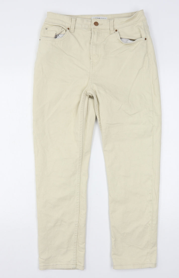 Denim & Co. Womens Beige  Cotton Straight Jeans Size 12 L26 in Regular