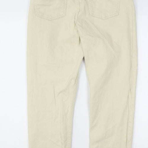Denim & Co. Womens Beige  Cotton Straight Jeans Size 12 L26 in Regular