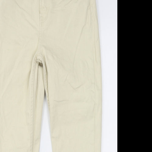 Denim & Co. Womens Beige  Cotton Straight Jeans Size 12 L26 in Regular