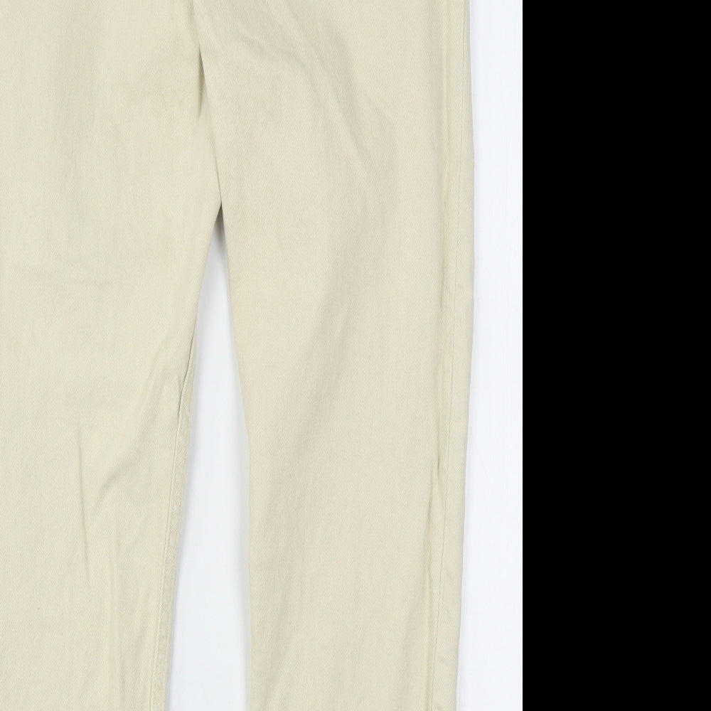 Denim & Co. Womens Beige  Cotton Straight Jeans Size 12 L26 in Regular