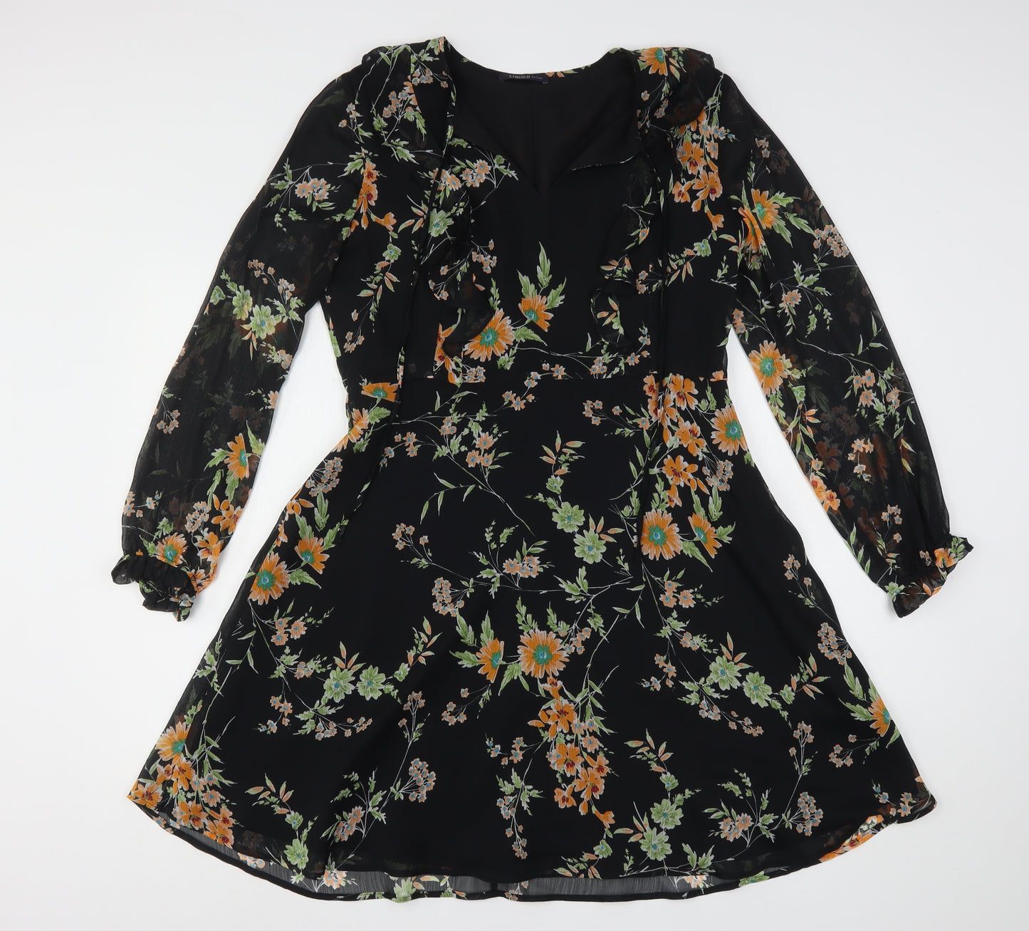 Marks and Spencer Womens Multicoloured Floral Polyester A-Line  Size 14  V-Neck