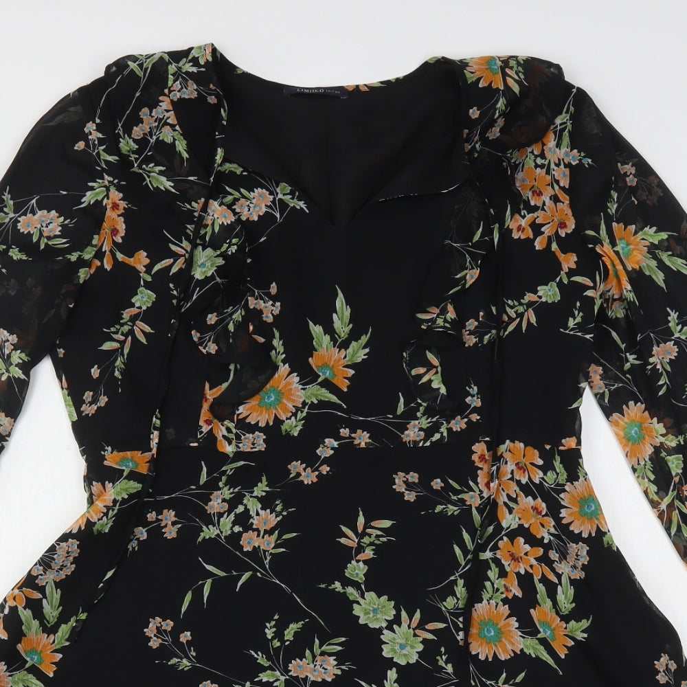 Marks and Spencer Womens Multicoloured Floral Polyester A-Line  Size 14  V-Neck