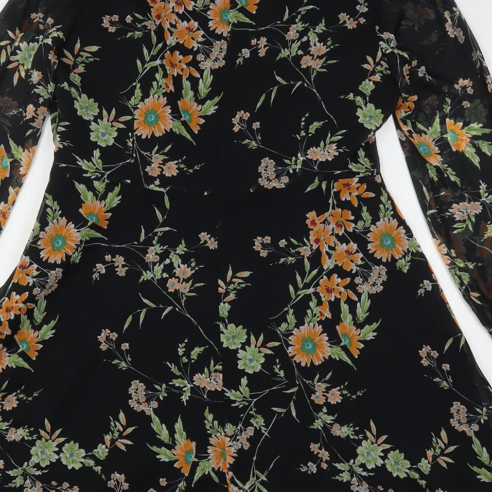 Marks and Spencer Womens Multicoloured Floral Polyester A-Line  Size 14  V-Neck