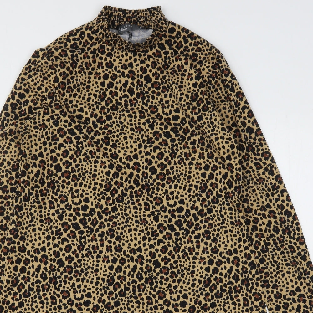 Matalan Womens Multicoloured Animal Print Polyester A-Line  Size 8  High Neck