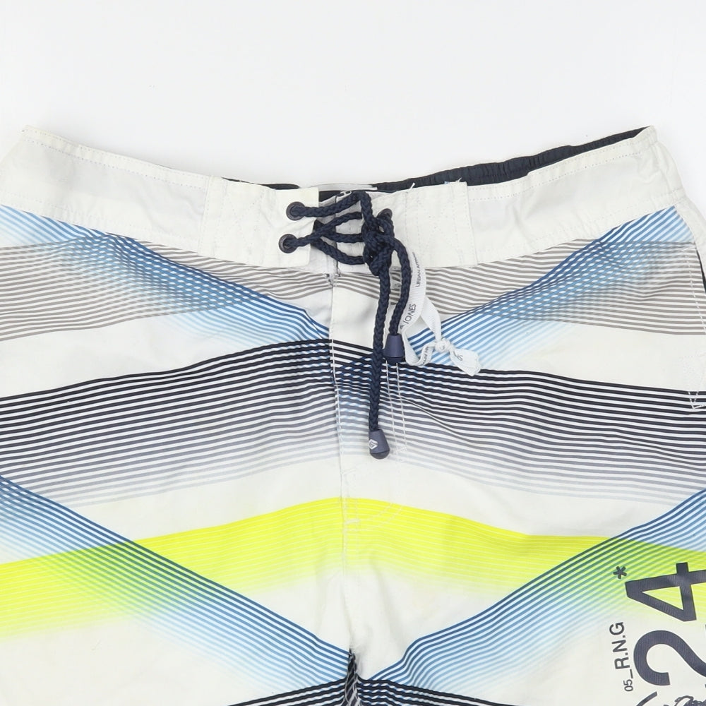Premium Swimwear Mens Multicoloured Geometric Polyester Bermuda Shorts Size S L11 in Regular