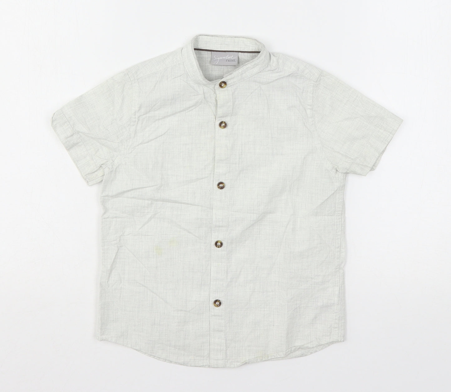 NEXT Boys Grey  Cotton Basic Button-Up Size 4 Years Round Neck