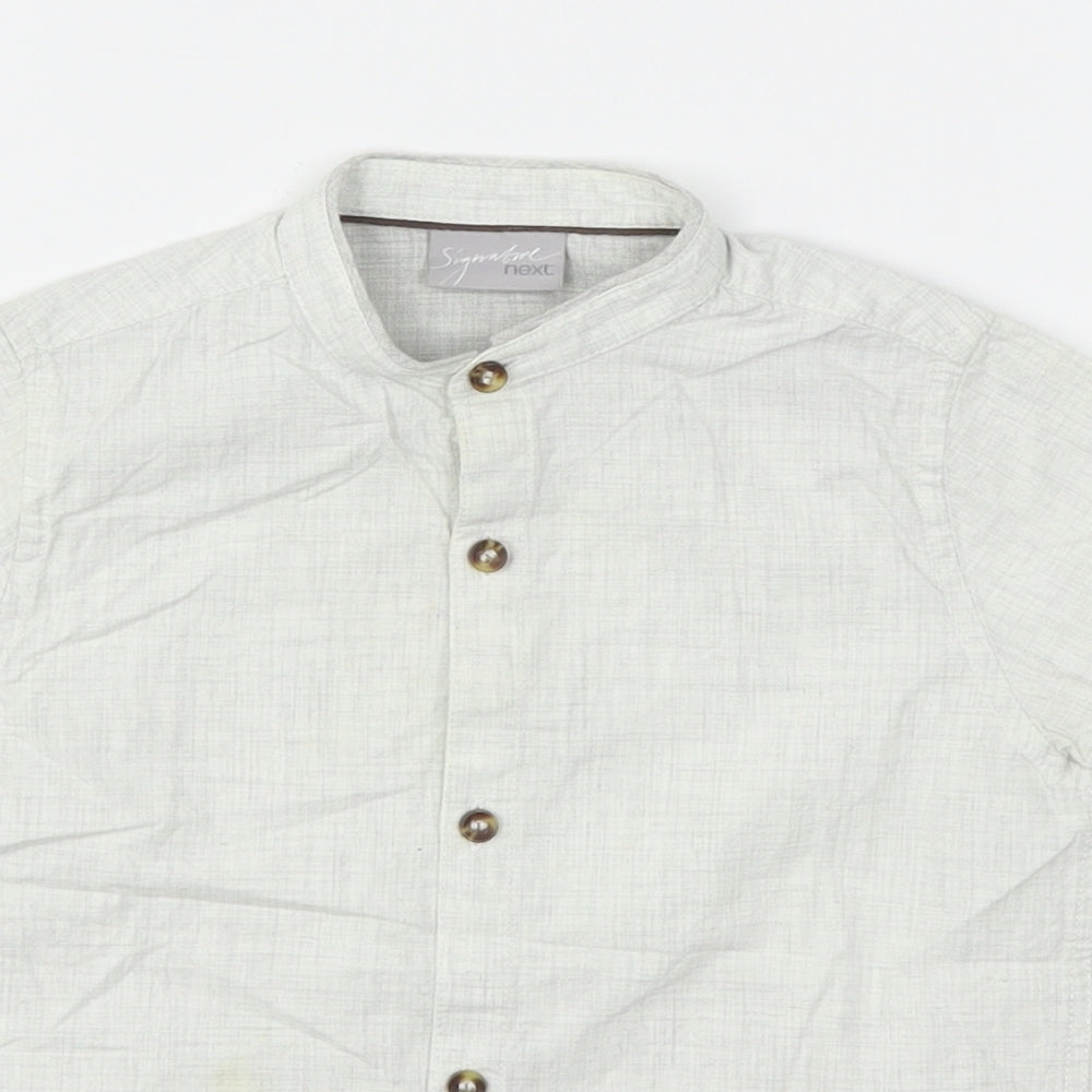 NEXT Boys Grey  Cotton Basic Button-Up Size 4 Years Round Neck