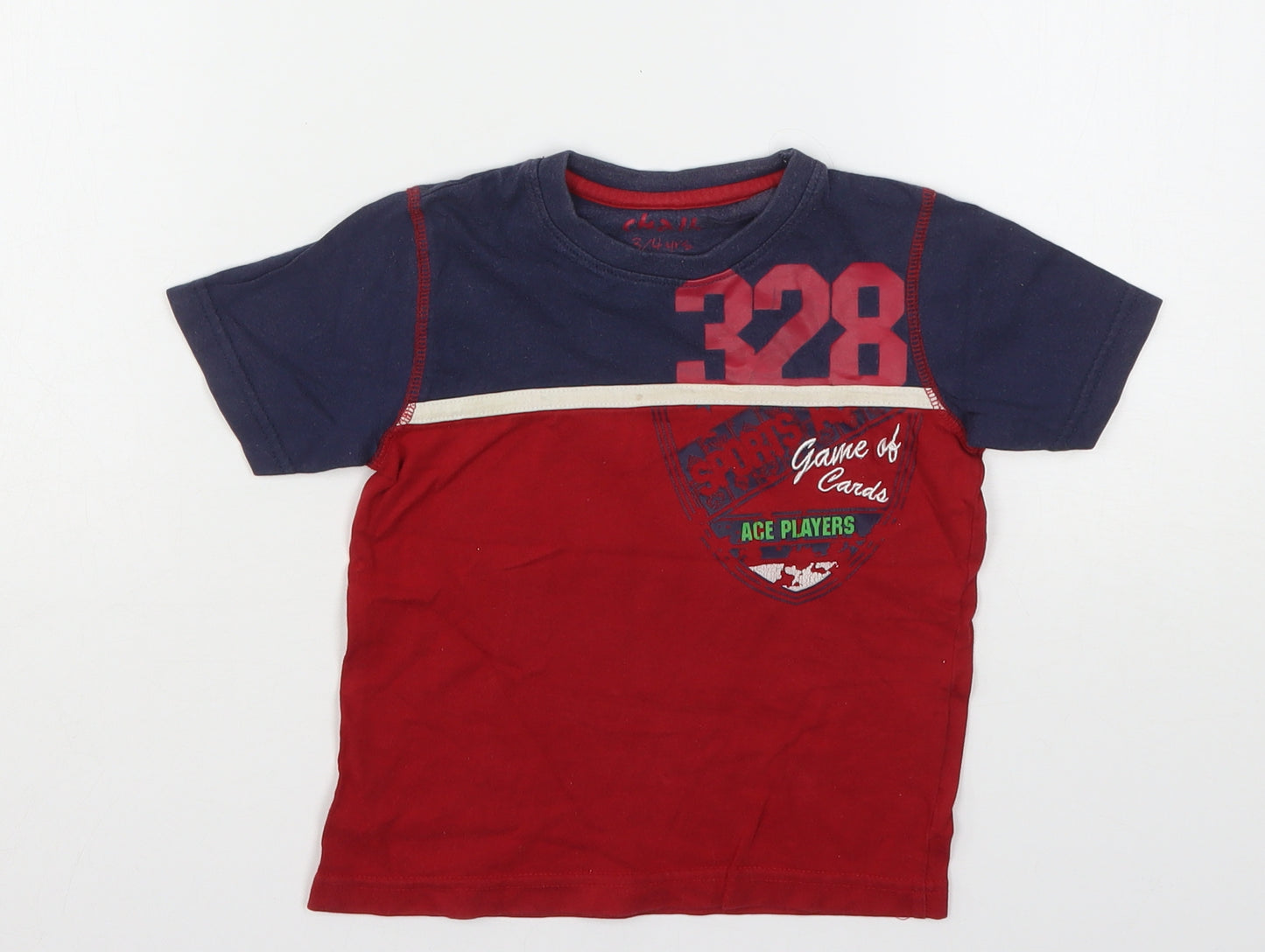 Chalk Boys Multicoloured Colourblock Cotton Basic T-Shirt Size 3-4 Years Round Neck