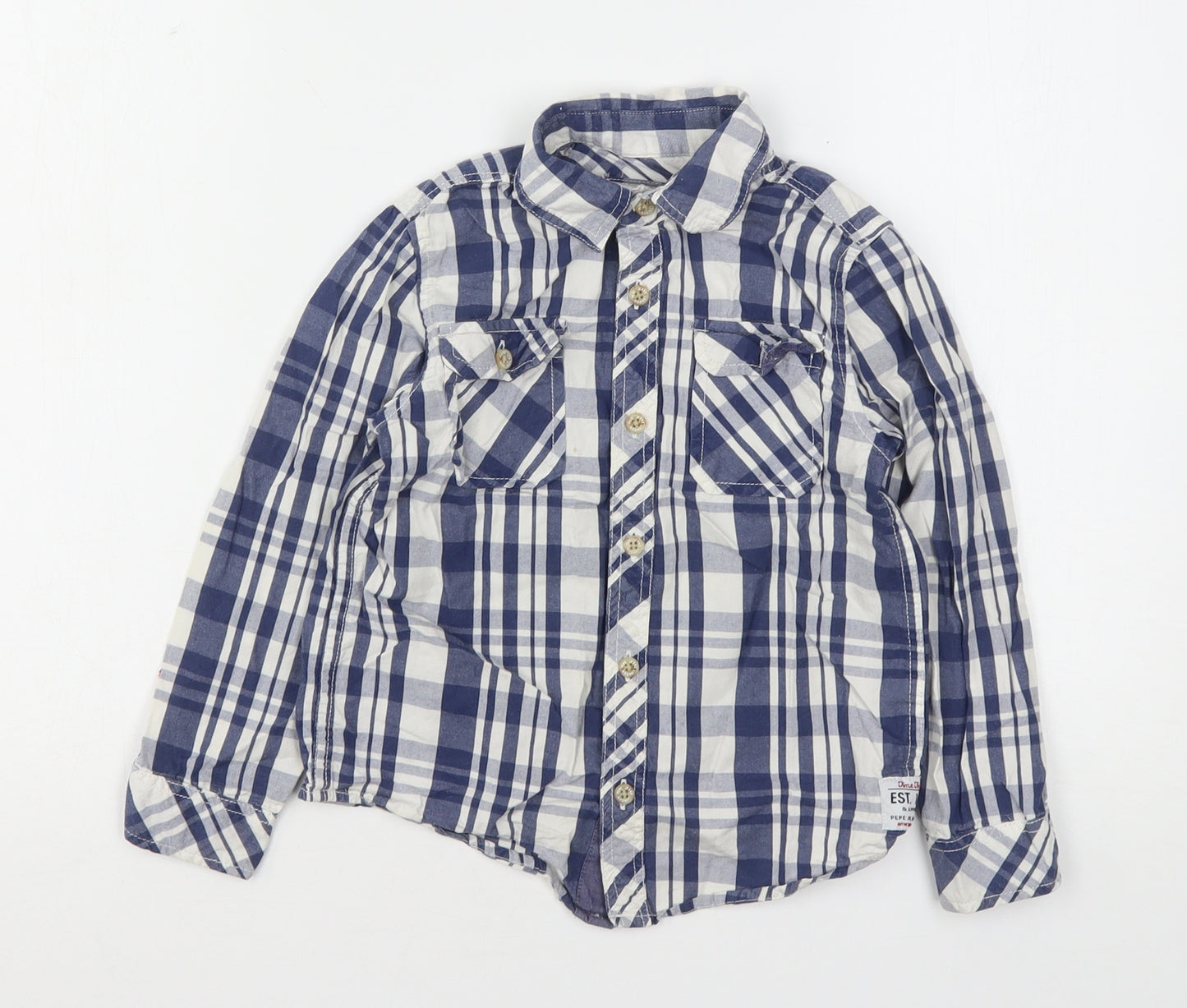 Pepe Jeans Boys Multicoloured Plaid Cotton Basic Button-Up Size 6 Years Collared
